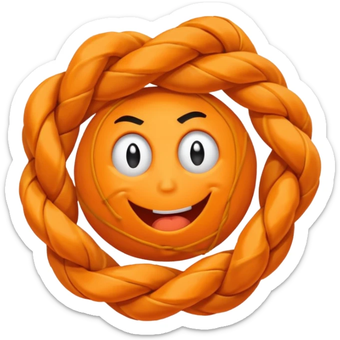 can i have an image of an orange Knotted rope feeling frustrated sticker