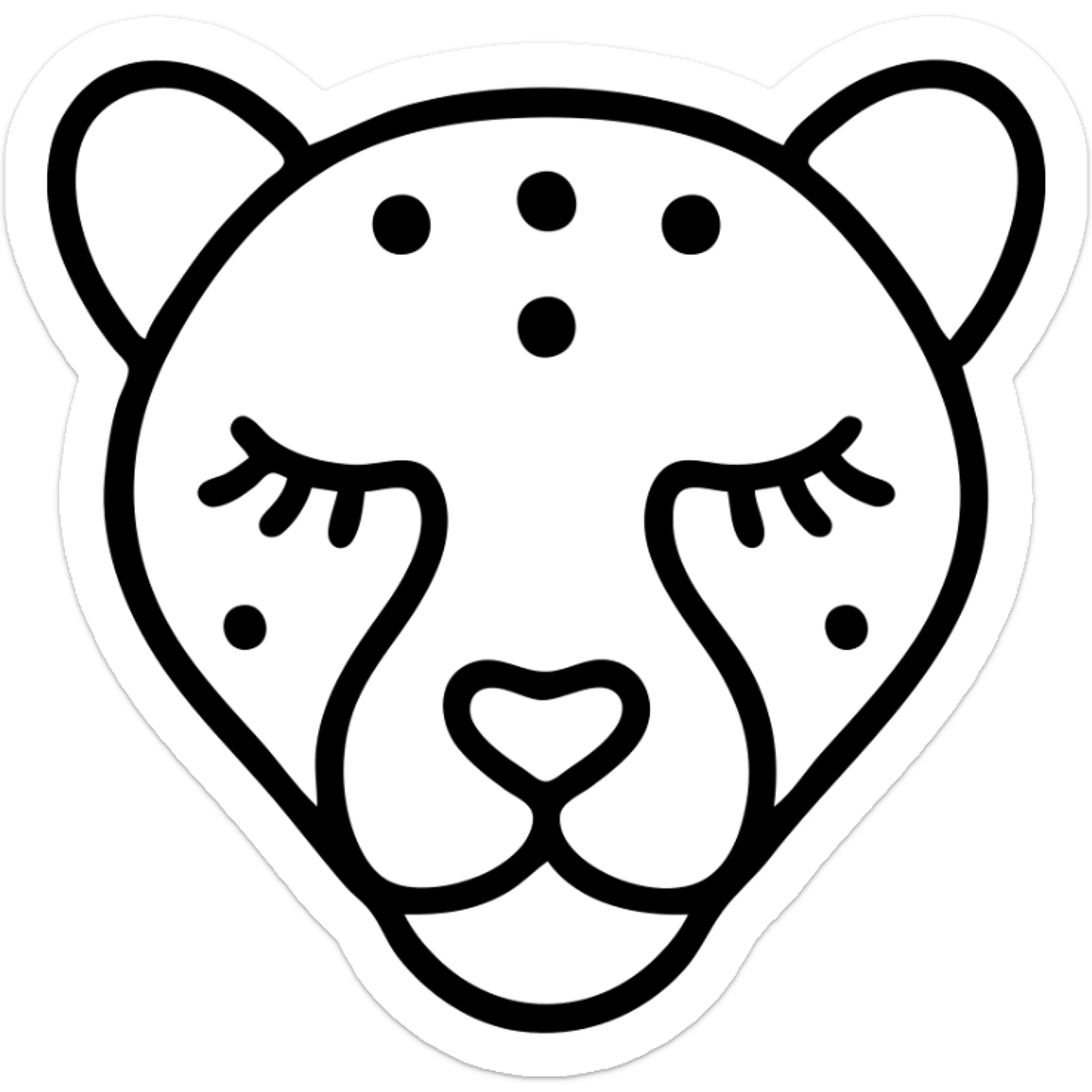 cheetah with prominent lashes outlined icon sticker