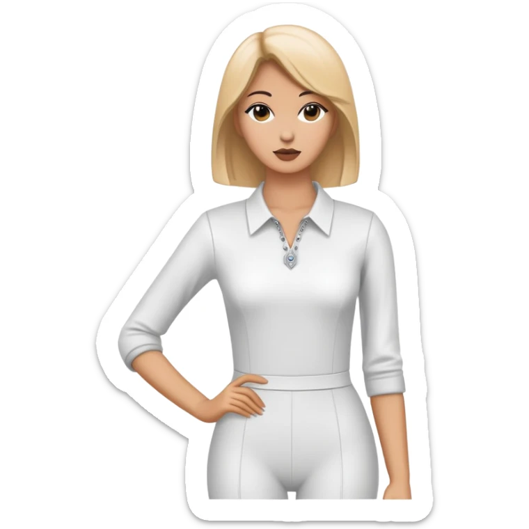 white female clothing designer, designing kpop clothing on a headless mannequin sticker