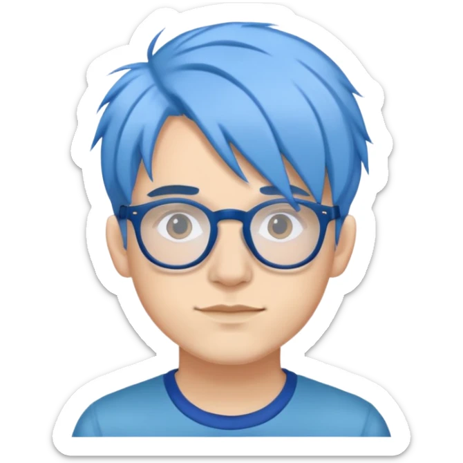 Michou, French YouTuber with blue hair and glasses sticker