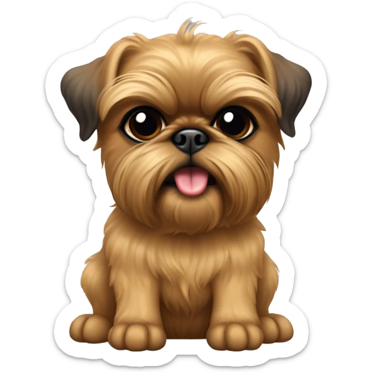 Tan Brussels griffon with black eyes and ears up and tongue sticking up  sticker