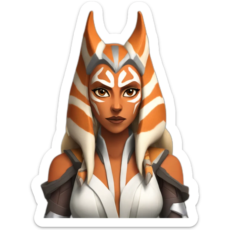 Sexy Ahsoka Tano (Portrait, front facing, Apple iOS 17 style) horns, tendrils sticker