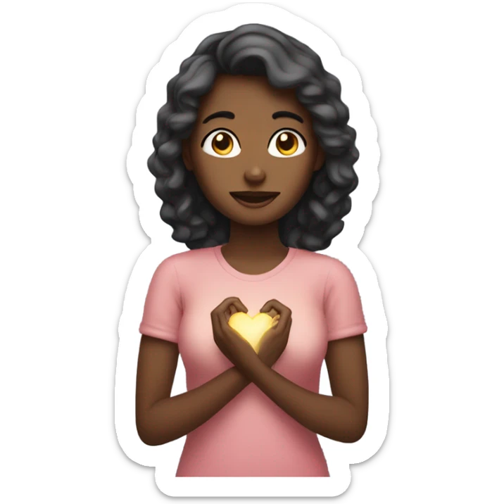 Woman holding hand to her heart with glistening eyes sticker