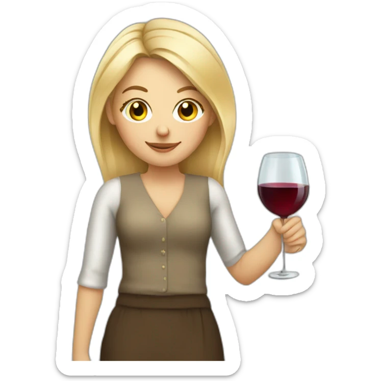 blonde girl with glass of wine in her hand sticker