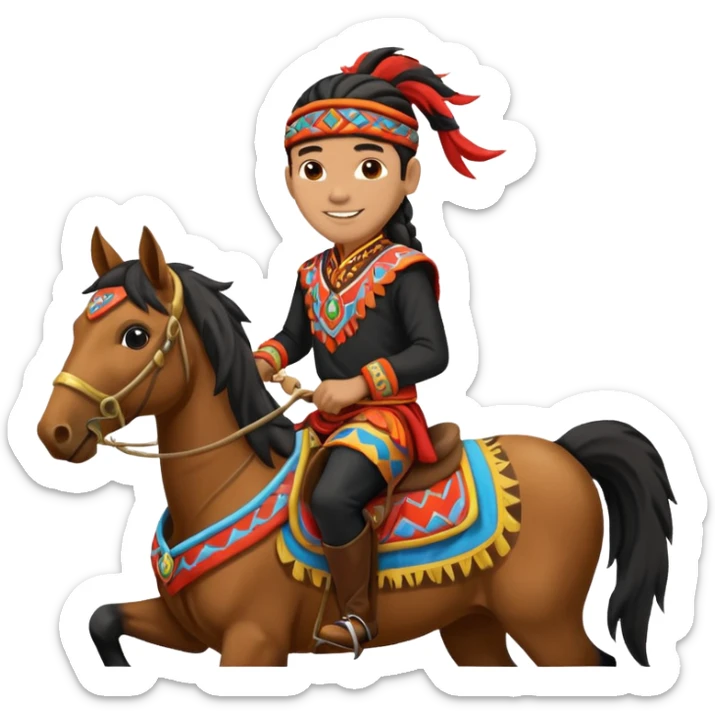 shaman riding horse wearing racing cloth black with number sticker