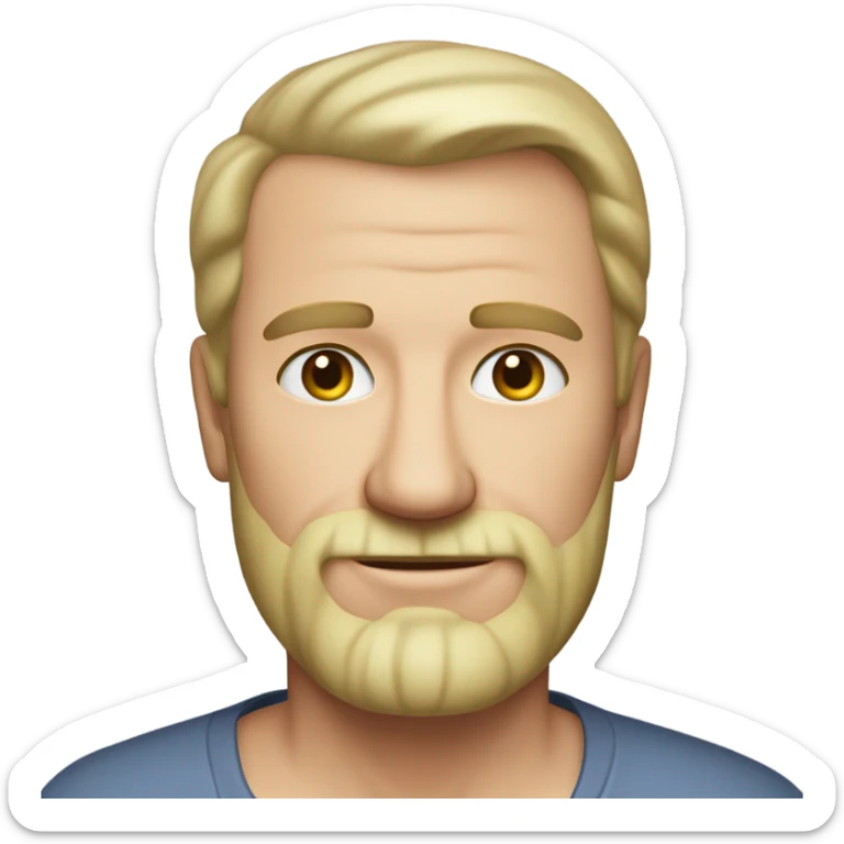 middle aged english man, short slicked back hair blonde, blonde medium length size full beard, in a smart unbuttoned shirt. sticker