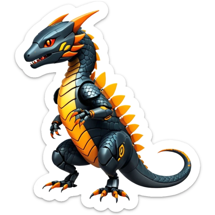Modern Futuristic Scaly Cyber-Salandit-Litten-Hybrid (Full body) sticker