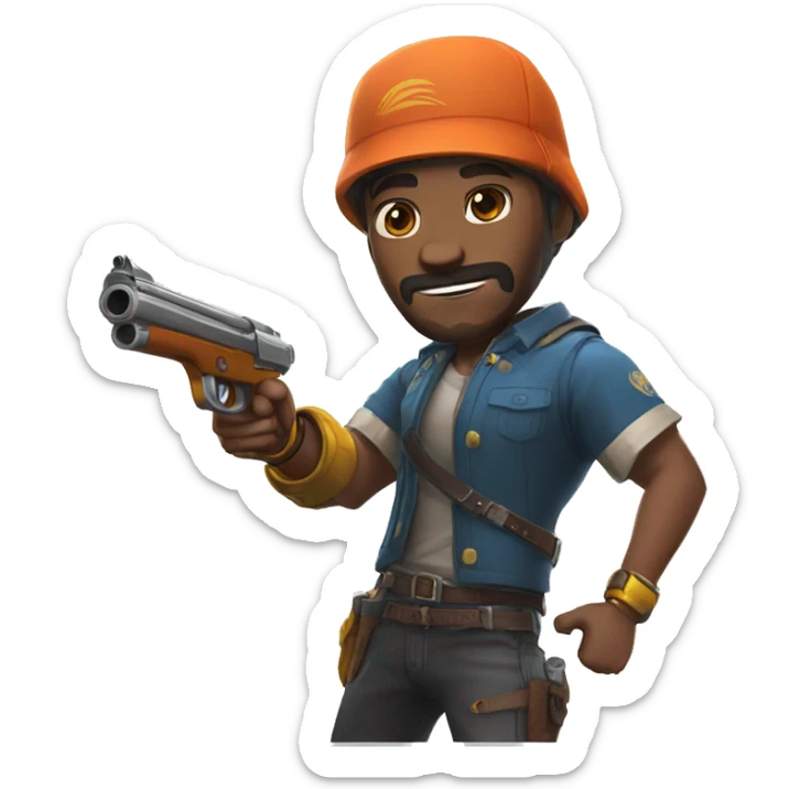 El jugador de free fire saltando por una escopeta sticker