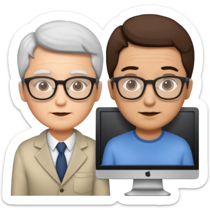 teaching somebody else in person, in the same place, watching the same monitor together, the trainee and trainer are in the similar age sticker