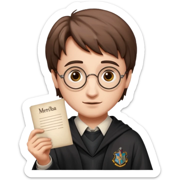 Harran Potter olsun elinde kağıt olsun kağıtta merhaba begüm yazsın sticker