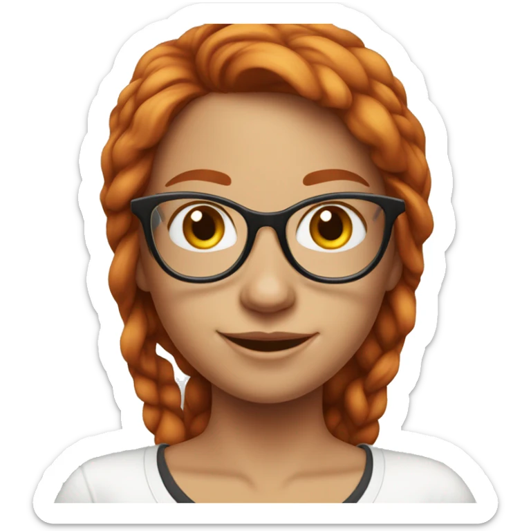 red-haired girl in glasses and white t-shirt smiling sticker