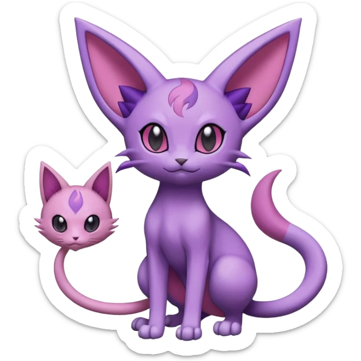 Purrloin-Espeon-Skitty-Pokémon-Fakémon-hybrid-creature (full body) sticker