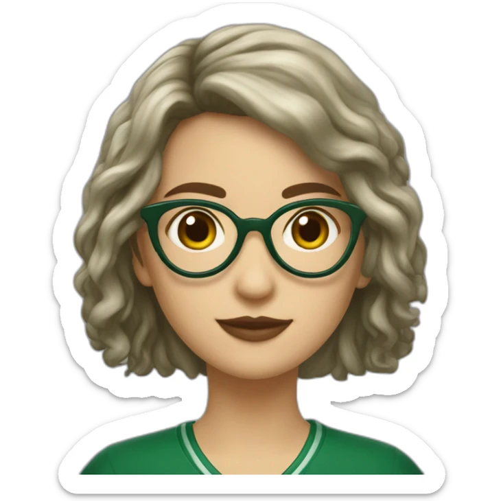 chica blanca con lentes y cabello legro liso de la casa de slytherin sticker