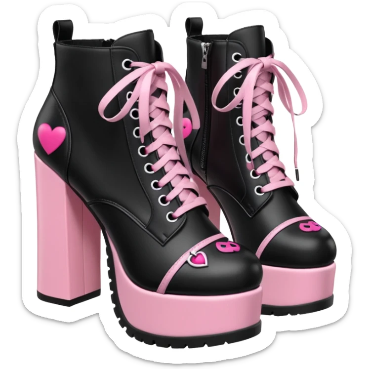 BLACKPINK-inspired gothic shoes, no hearts, black and pink, cute  sticker