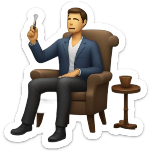 silueta de hombre sentado en un sillon y con un tabaco en la mano sticker