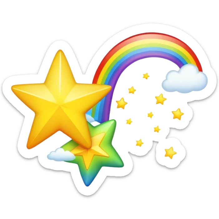 A shooting star with a rainbow behind it with the words, the more you know on top of the rainbow sticker