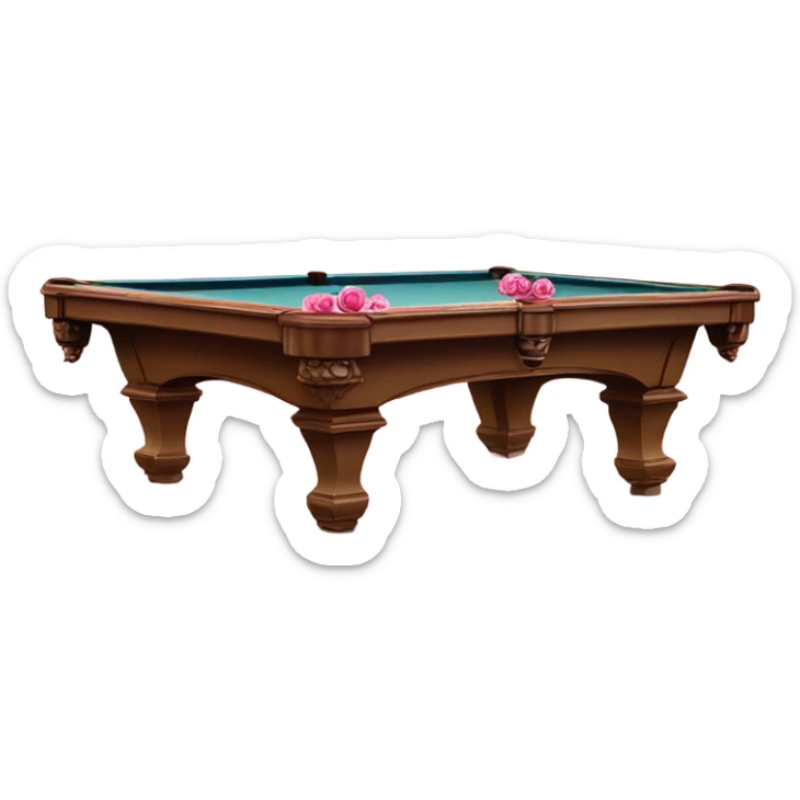 Pink pool table with sparkles and vines of roses  sticker