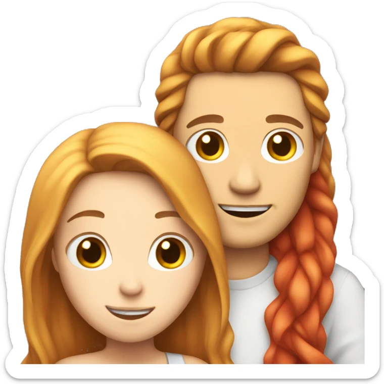 White Man with long hair hugging a white red hair woman sticker
