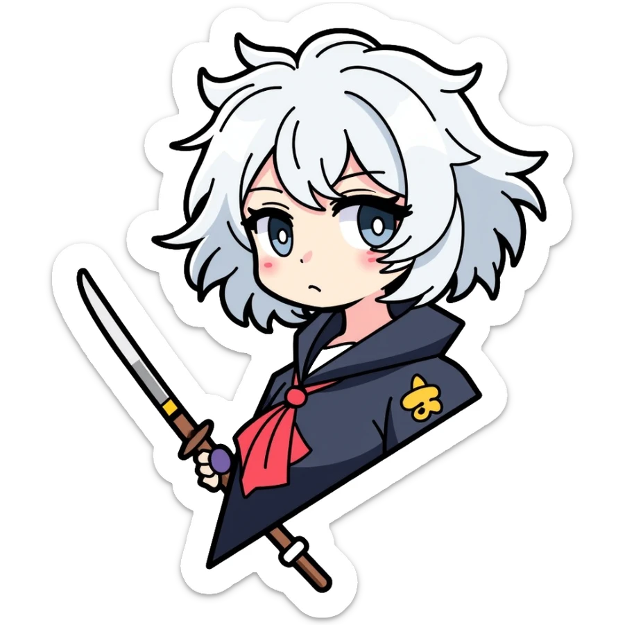 Jett from Valorant, a female character with short white hair, holding kunai knives, wind abilities sticker