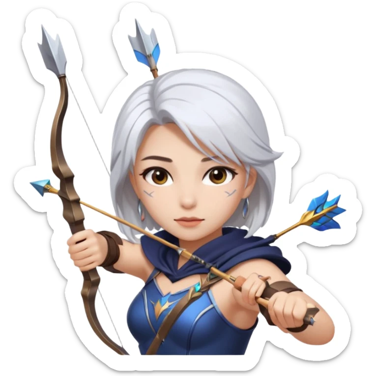 Mobile  legends  girl in icon shooting an arrow  hair white sticker