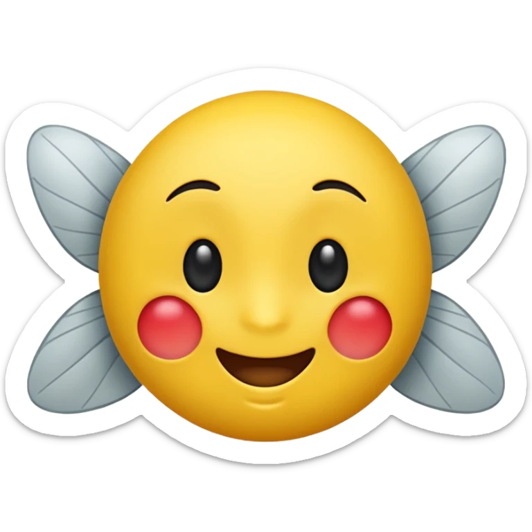 😊🥺 these emojis but with flies around it and its happy yellow face emoji black eyes like the 4th image but its cuter sticker