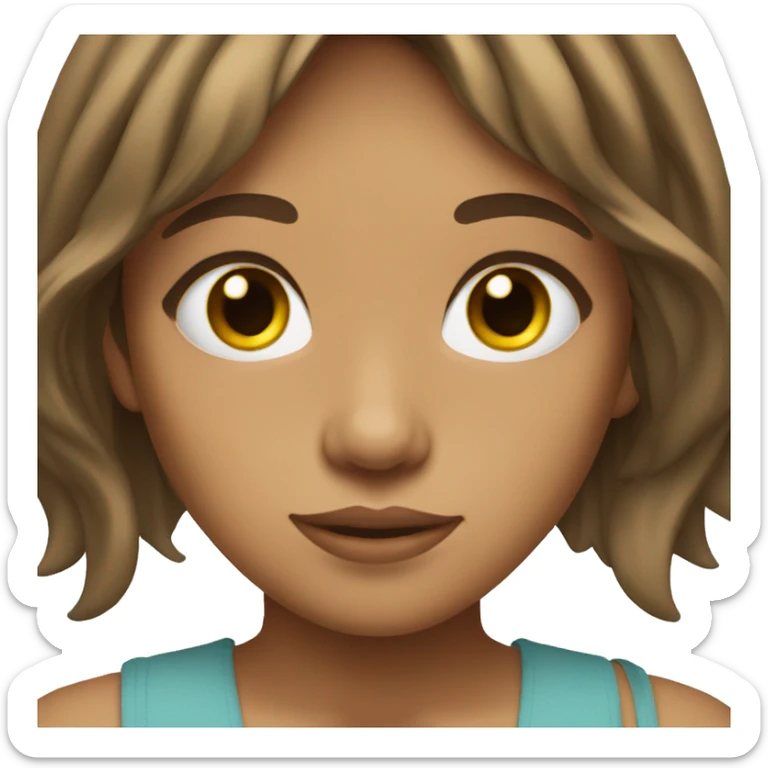 Tan girl with brown hair and curtain bangs and brown eyes sticker