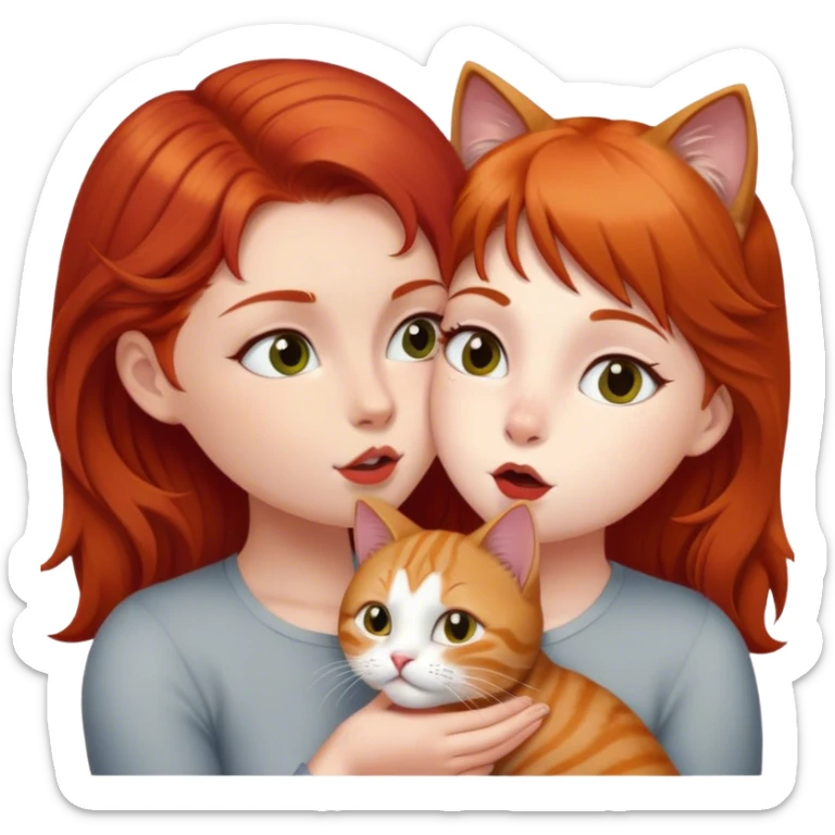 british cat kisses a red hair girl sticker