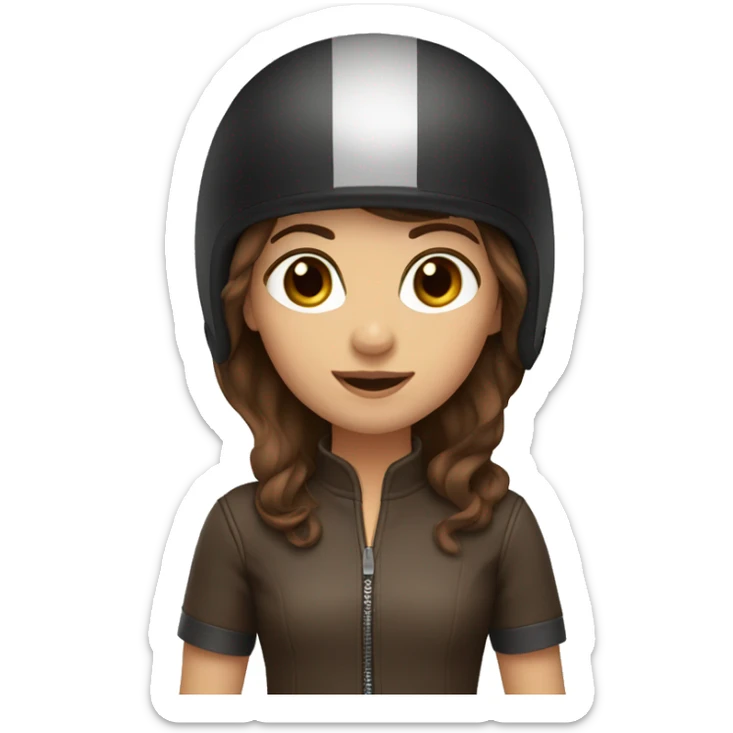 brown hair brown eyes girl with a motorcycle helmet on sticker