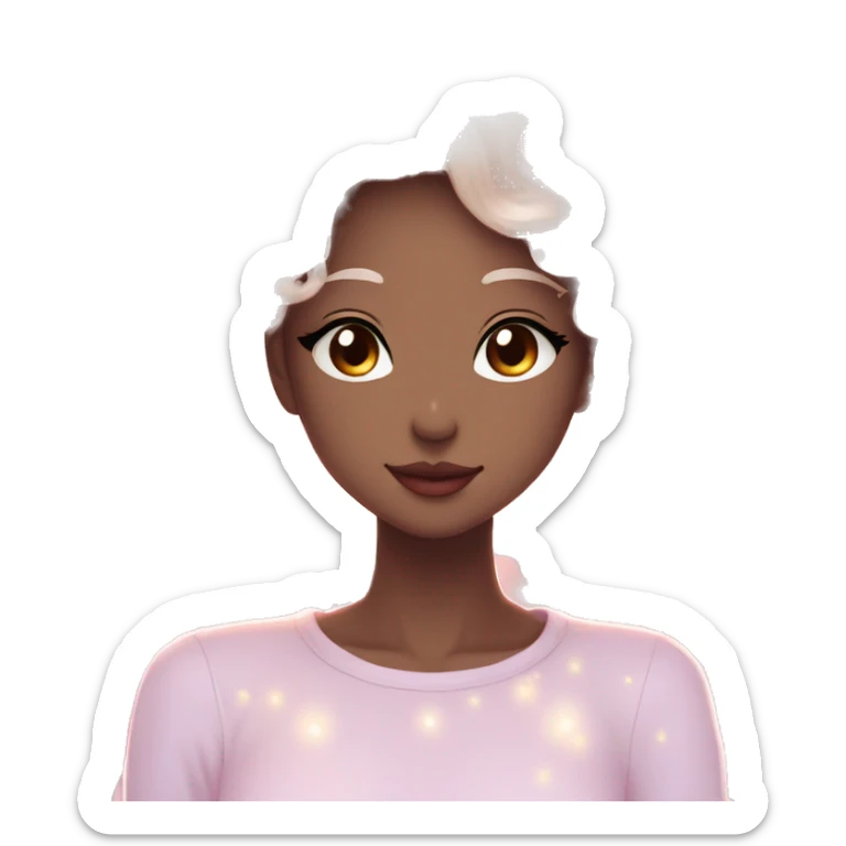 Gorgeous anime style lady blushing face dreamy idol model colorful shiny flowers kawaii pastelcore cottagecore pearly petite simplistic aesthetic trending style sticker