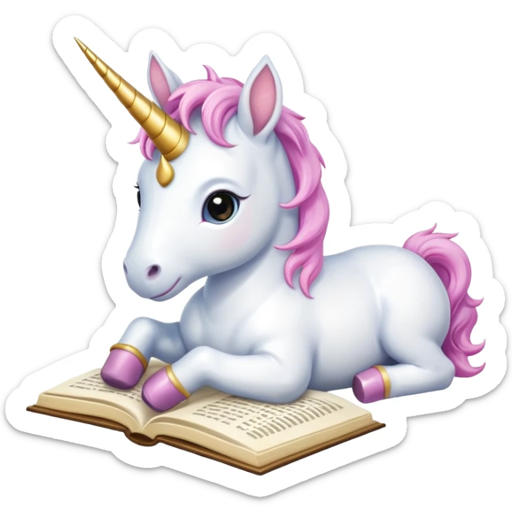 Unicorns read book
A baby unicorn lying on its belly, flipping pages with its hoof.













 sticker