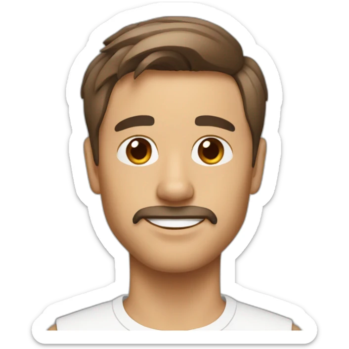 Man with modern hair cut brown hair with jack russell terrier dog sticker