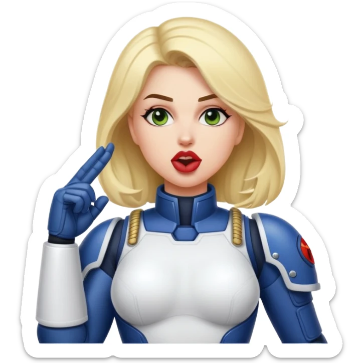 woman space marine in bodysuit salutes tongue out sticker