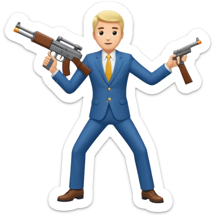 Yodeling mountain climber in Switzerland with a machine gun pointing to the right, full body. in the style of your bleeding skull art make him look like the price is right game sticker