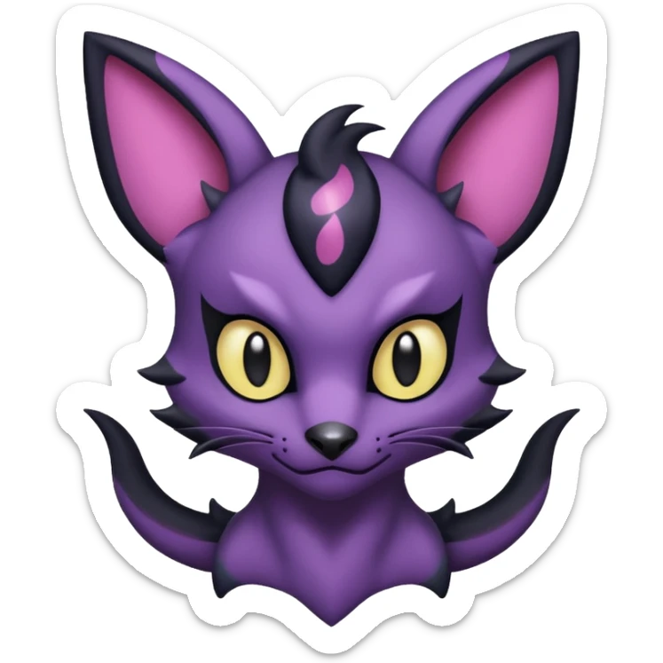 Black batty vampiric scary spooky dark dusky gloomy cute handsome beautiful pretty Liepard-Noibat-Delcatty-Pokémon-fusion sticker