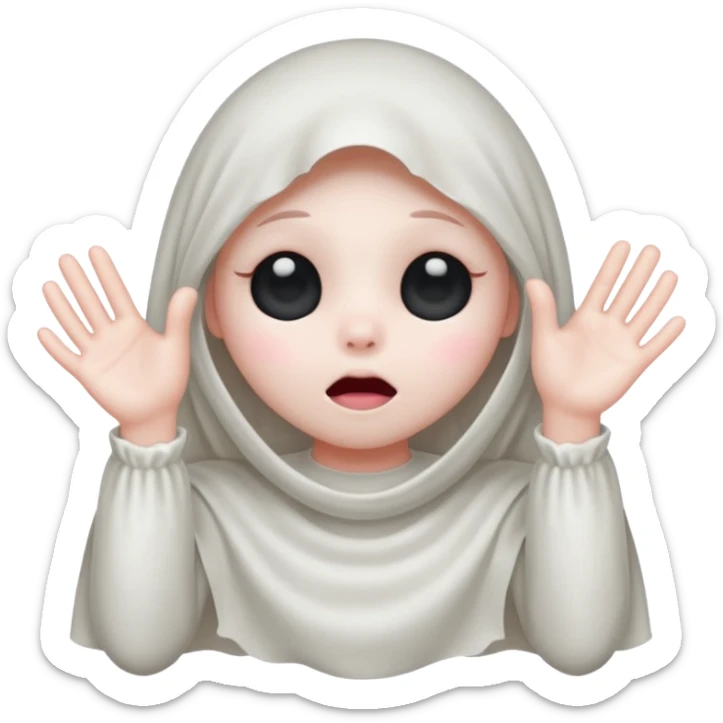 Okay those are wonderful, now make the ghost cover his eyes with cute little hands. Make sure the blush and the cuteness is retained sticker