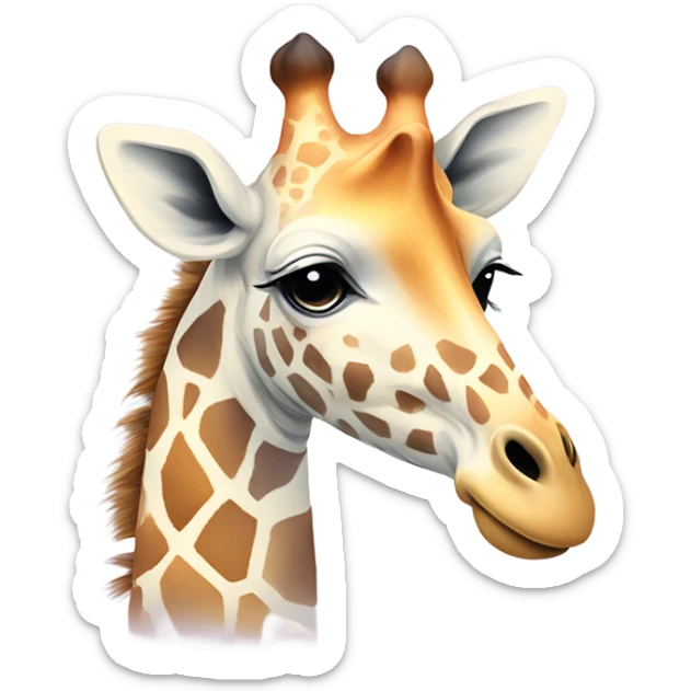 "Design a minimalist, pastel giraffe emoji with watercolor spots and a soft, calming background." sticker