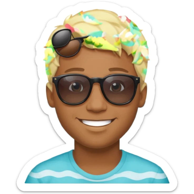 Black man hair smiling with blonde in love at ocean  sticker
