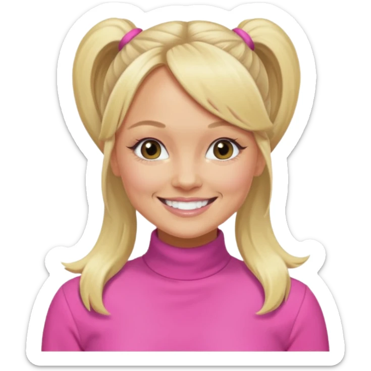 Emma Bunton with blonde ponytail hair and pink outfit sticker