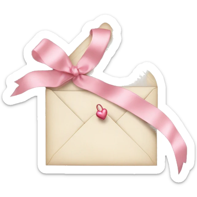 vintage love letters in envelope tied with a baby pink ribbon  sticker