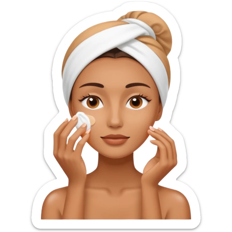 Perempuan lagi skincare (tapi yang lebih ketutup) fokus di muka sticker