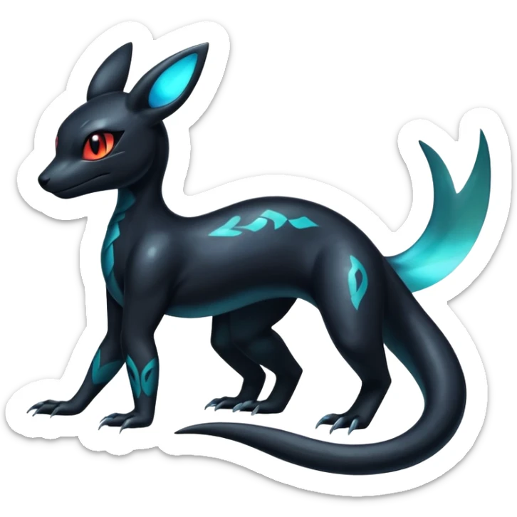 Shiny Salandit-Umbreon-Quilava-Fakémon-hybrid-creature (full body)  sticker