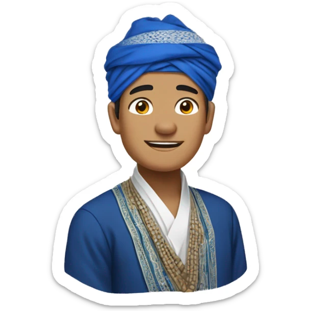 a man wearing traditional sundanese headcloth iket biru, sunda, baduy sticker