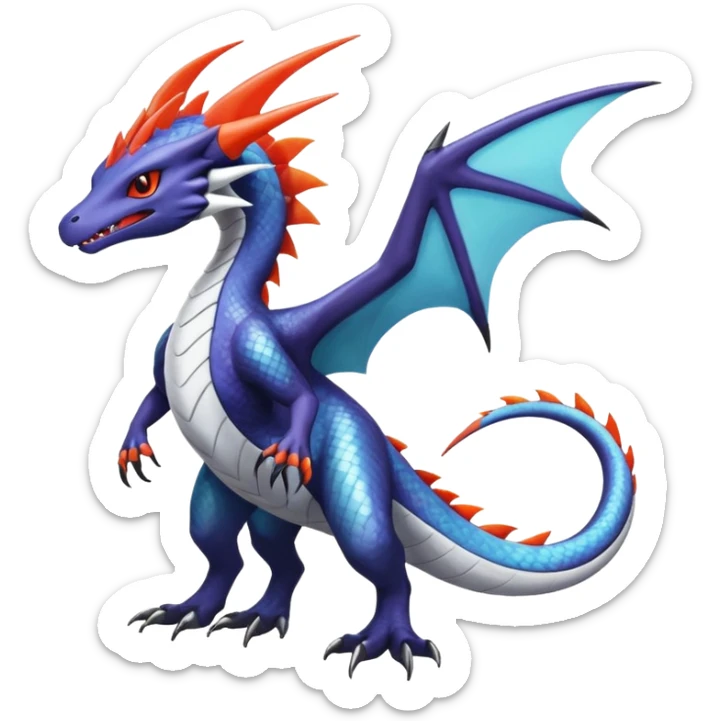 Shiny Noivern-Salandit-Latios-Lugia-Fakémon-hybrid-creature (full body)  sticker