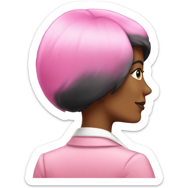 Rear view ofBlack female Historian with pink blazer and short black hair sticker
