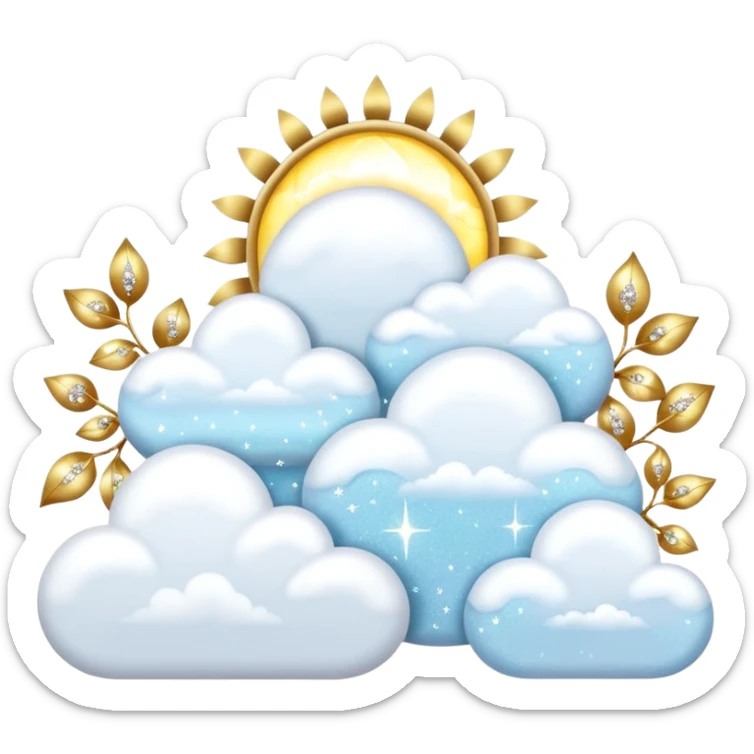 White and glittery gold with marble stones, vines, divine, heavenly, spiritual, pure, glowing, cute clouds, sunshine, sparkly, beautiful, elegant, luxurious, pretty, aesthetic scenery scene picture   sticker