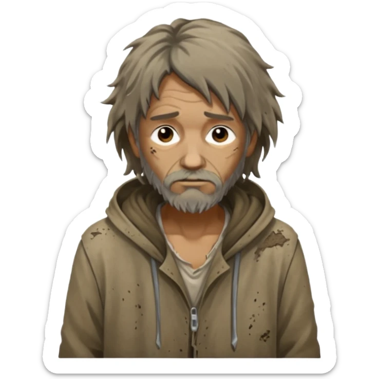 very dirty looking homeless person very very dirty sticker