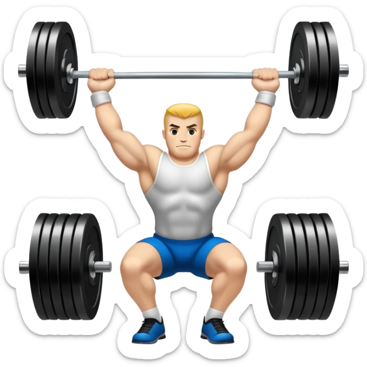 Iconic emblem of powerlifting, featuring a heavy barbell with weights on each side. The barbell is positioned in a dynamic way, emphasizing the power and intensity of the sport. The emblem is bold and sleek, conveying the essence of professional powerlifting.  sticker