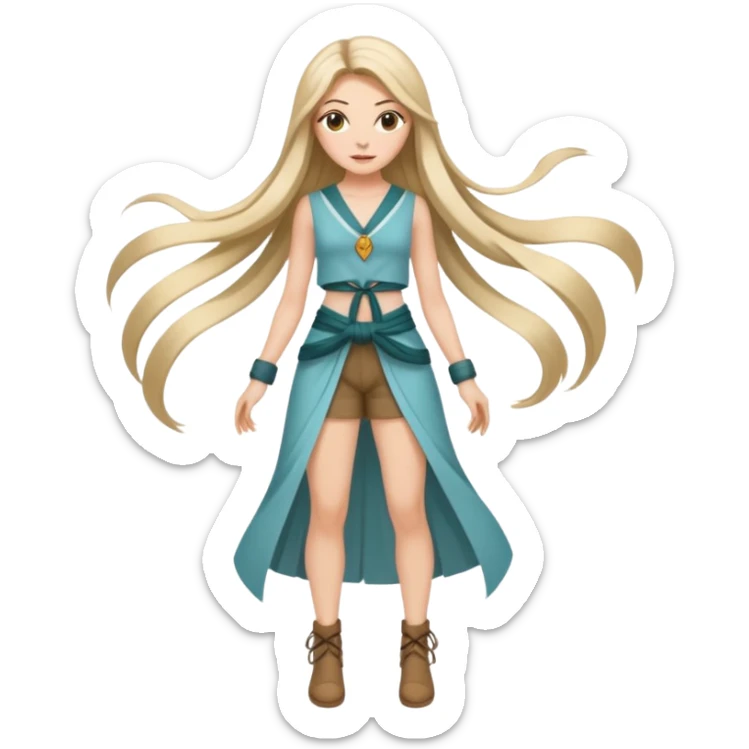 Empowered woman enjoying long tied hairs with full body sticker