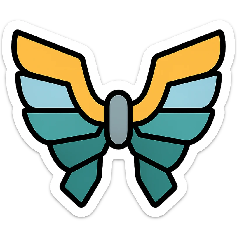 a pair of mechanical wings, metallic and futuristic, sleek icon style sticker