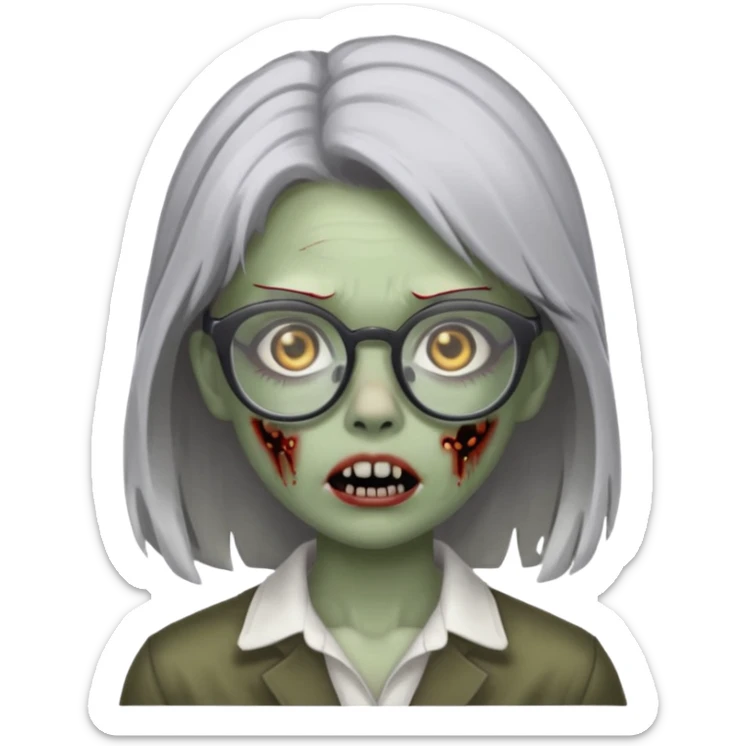 zombie with glasses gray girl sticker